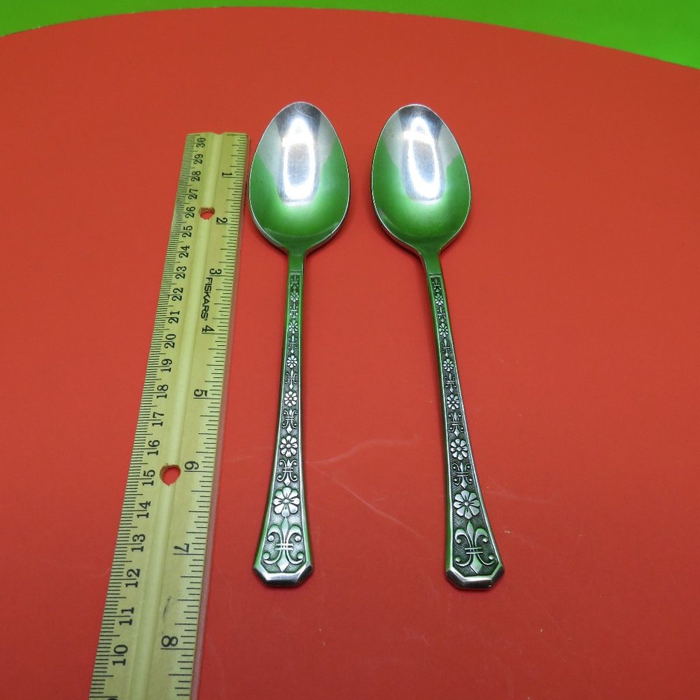Eight Petal Black Textured Florenze Interpur Dinner Wear Serving Spoons 2 EA.